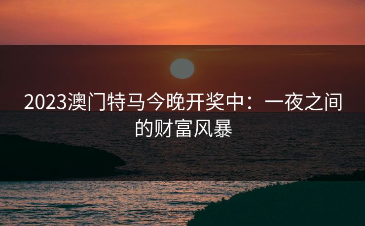 2023澳门特马今晚开奖中：一夜之间的财富风暴