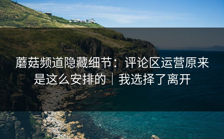 蘑菇频道隐藏细节：评论区运营原来是这么安排的｜我选择了离开